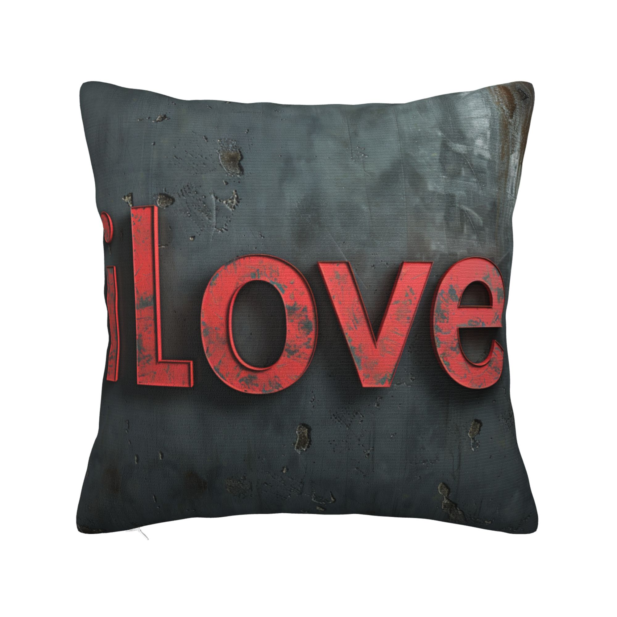 Vintage "iLove" Lettering Pattern Square Throw Pillow Cover