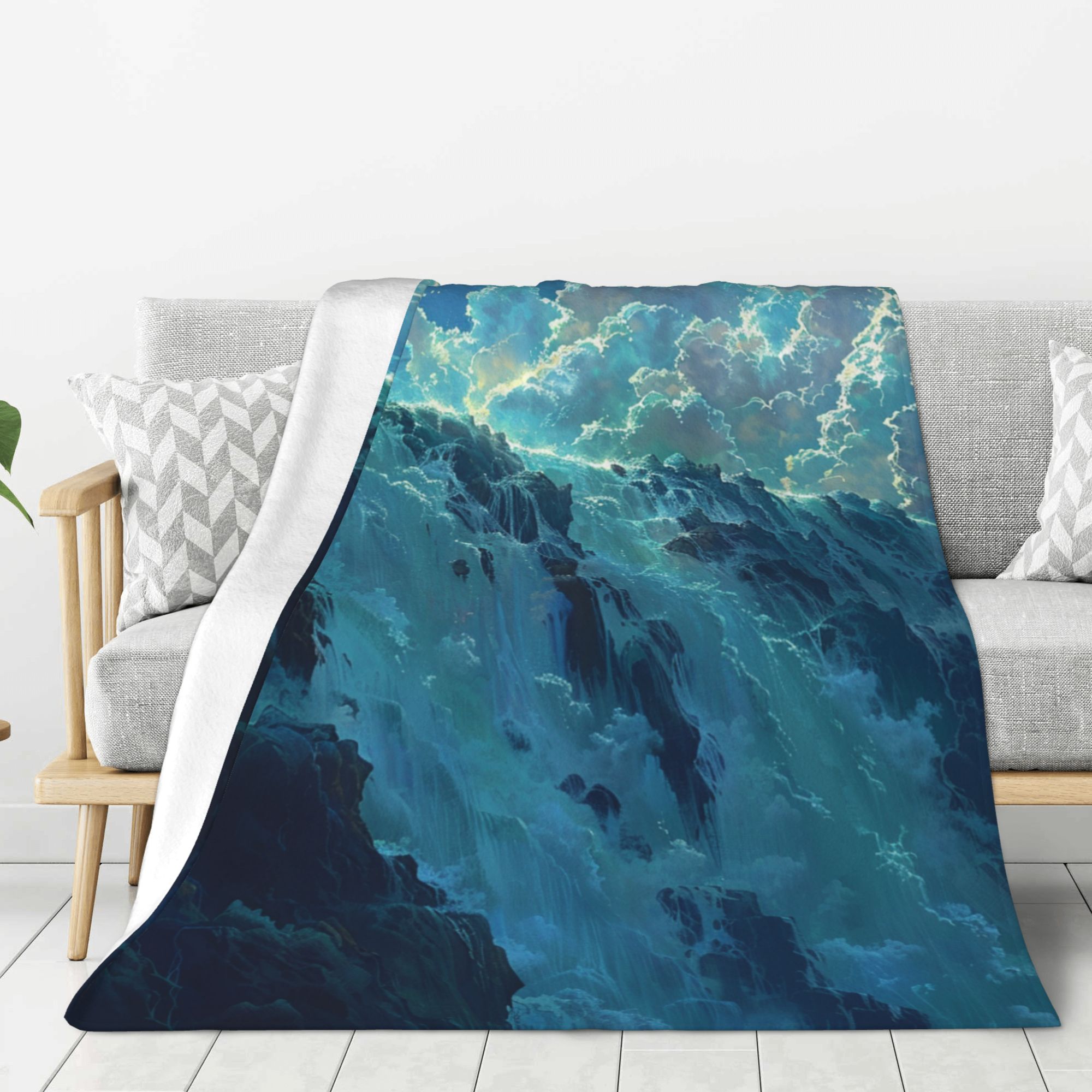 Blue Waterfall Spectacle Art Tapestry