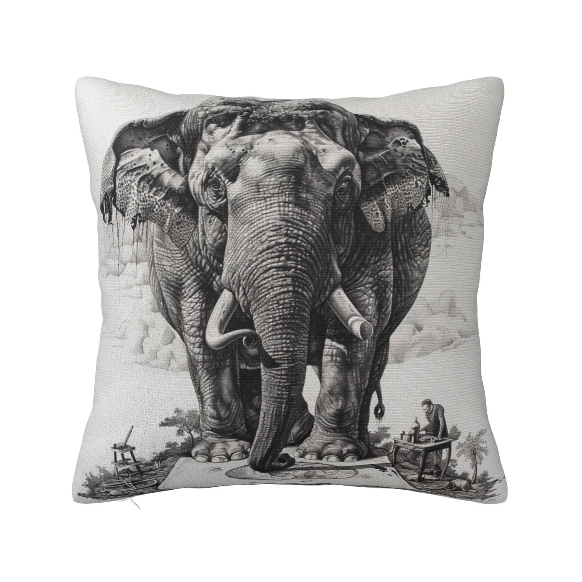 Vintage Elephant Art Decorative Pillowcase